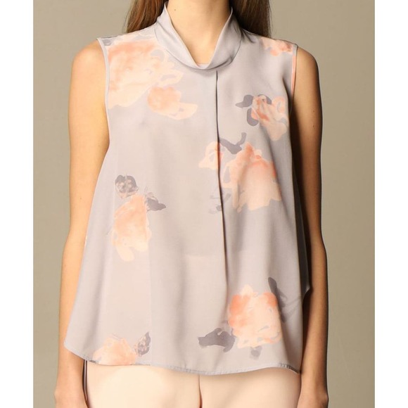 Emporio Armani 100% Silk Floral Patterned Sleeveless Blouse Size 12 NWT $495
